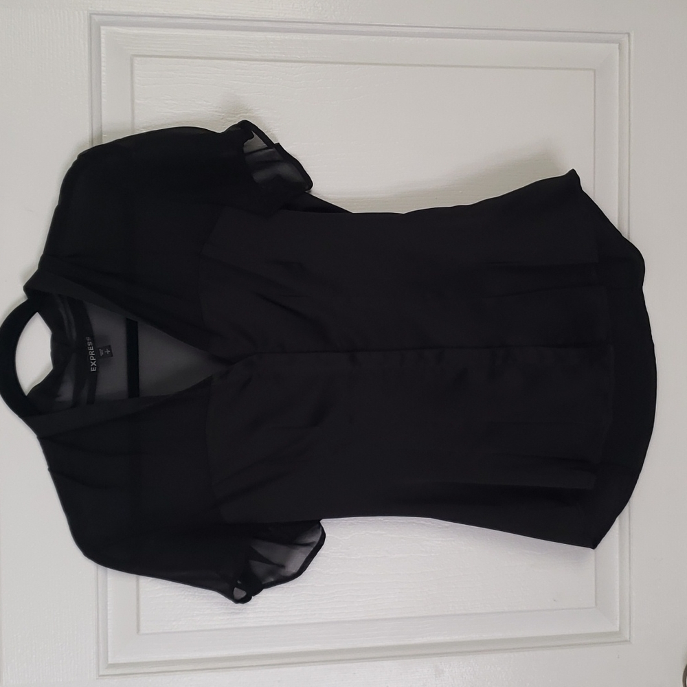 Express Black sheer and satin shirt, small
